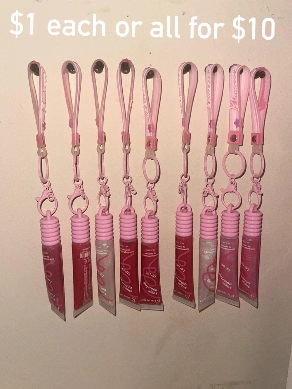 Pink Lip Gloss Keychain Set - Assorted Pink Shades